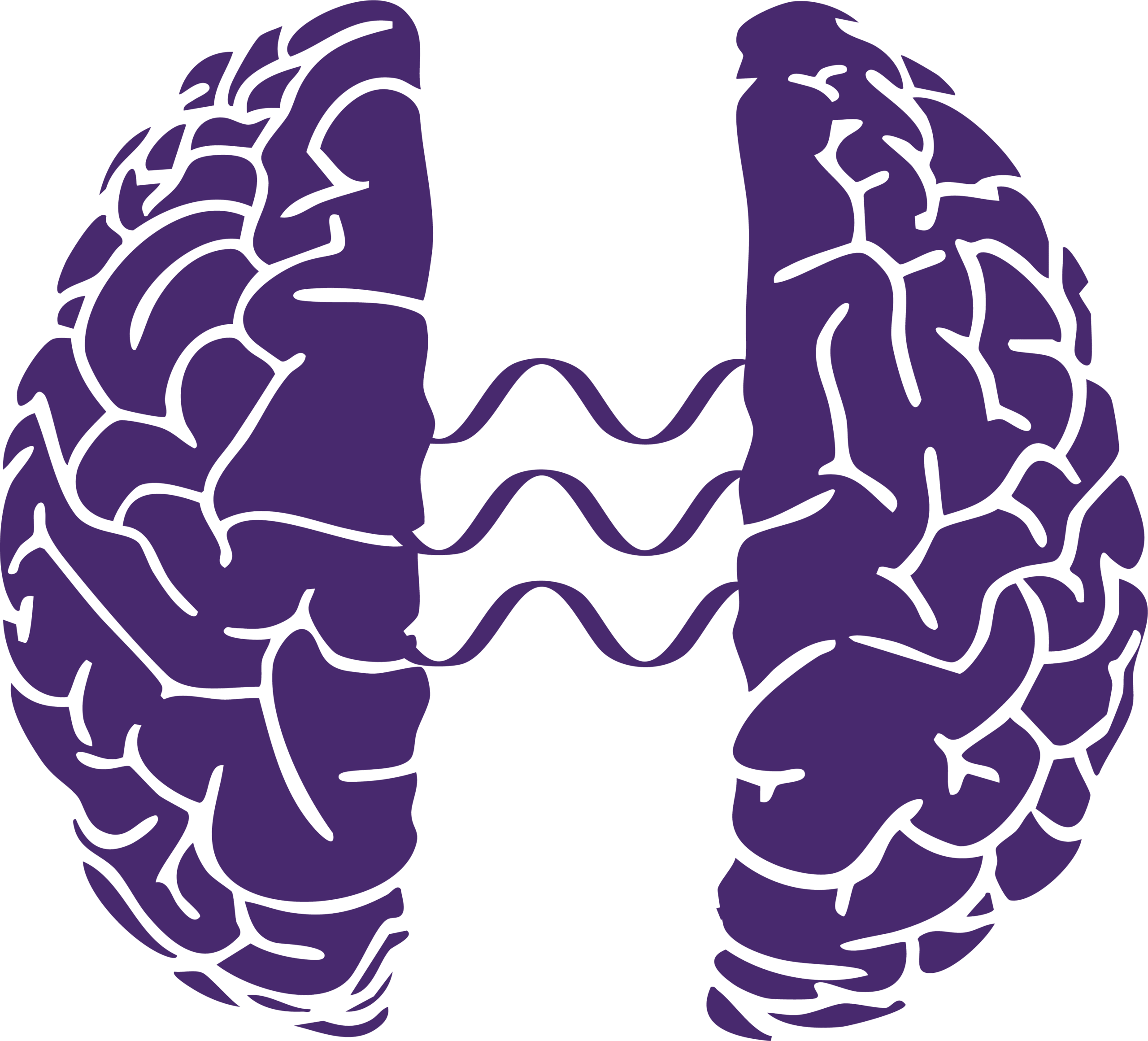 Brain icon symbolizing hemispheric coherence and synchronization Icon of two brain hemispheres connected by wavy lines, symbolizing how VAVE™ promotes brainwave synchronization and hemispheric coherence.